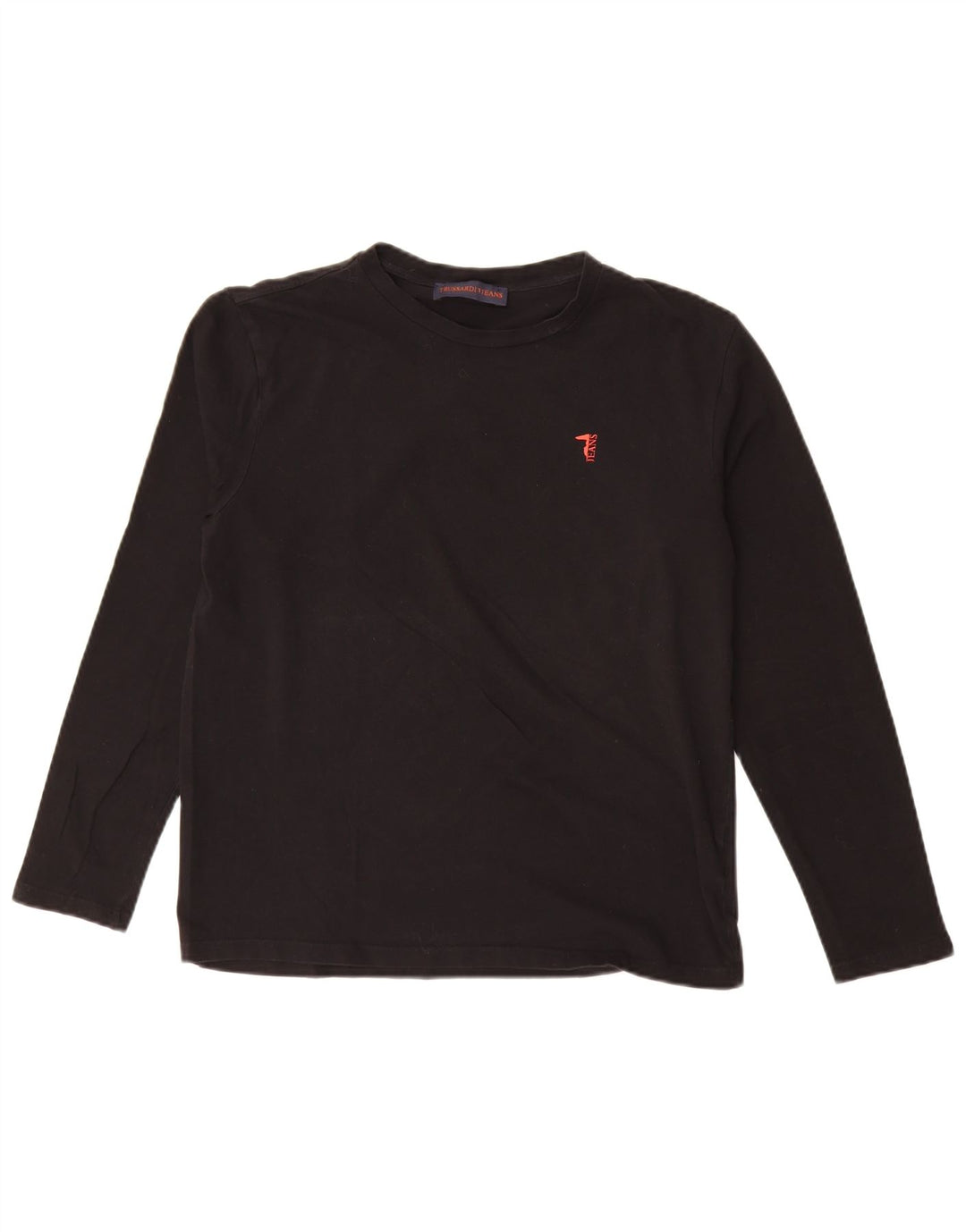 Trussardi Jeans Womens Top Long Sleeve UK 14 Medium Black Cotton