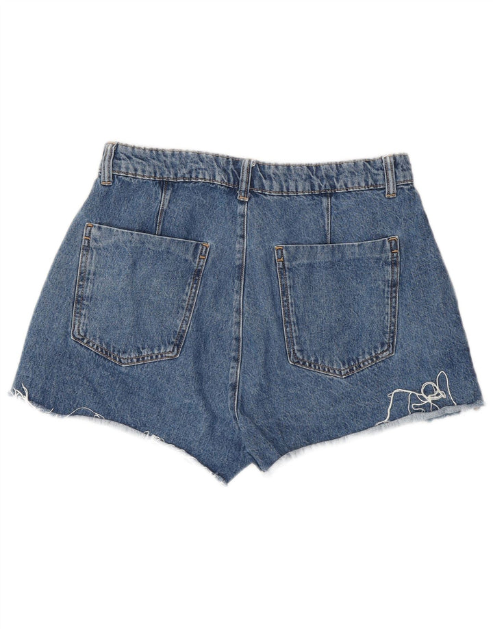 Zara Womens High Waist Denim Hot Pants Medium W28 Blue