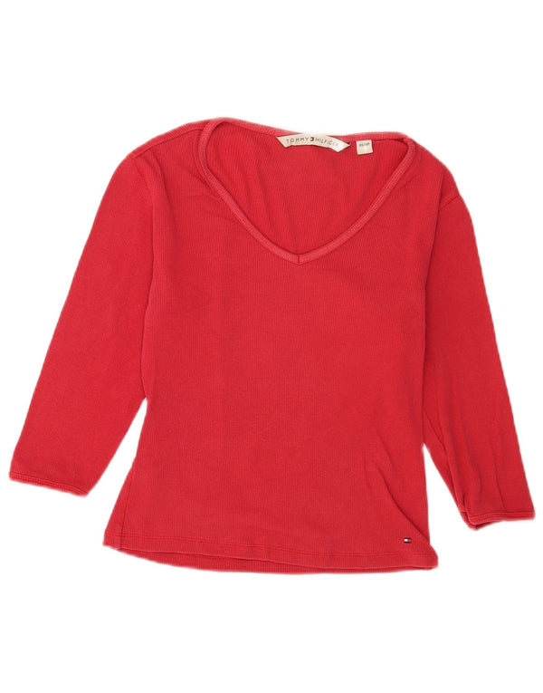 Tommy Hilfiger Womens Crop Top 3/4 Sleeve UK 6 XS Red