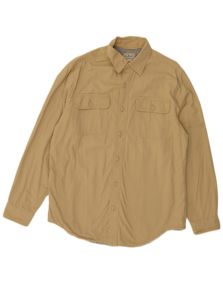 L.L.BEAN Mens Shirt Small Beige Cotton