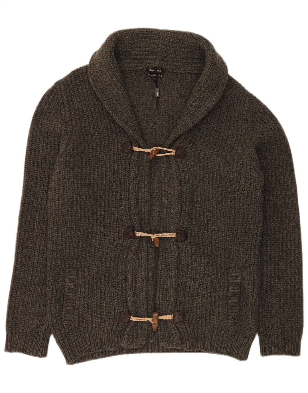 Massimo Dutti Womens Cardigan Sweater UK 18 XL Green Wool