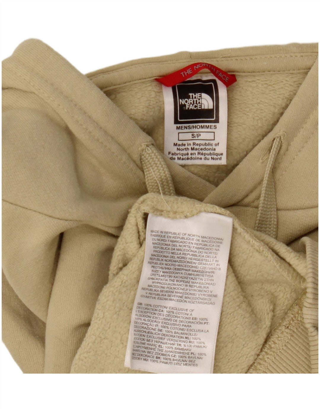 THE NORTH FACE Mens Hoodie Jumper Small Beige Cotton