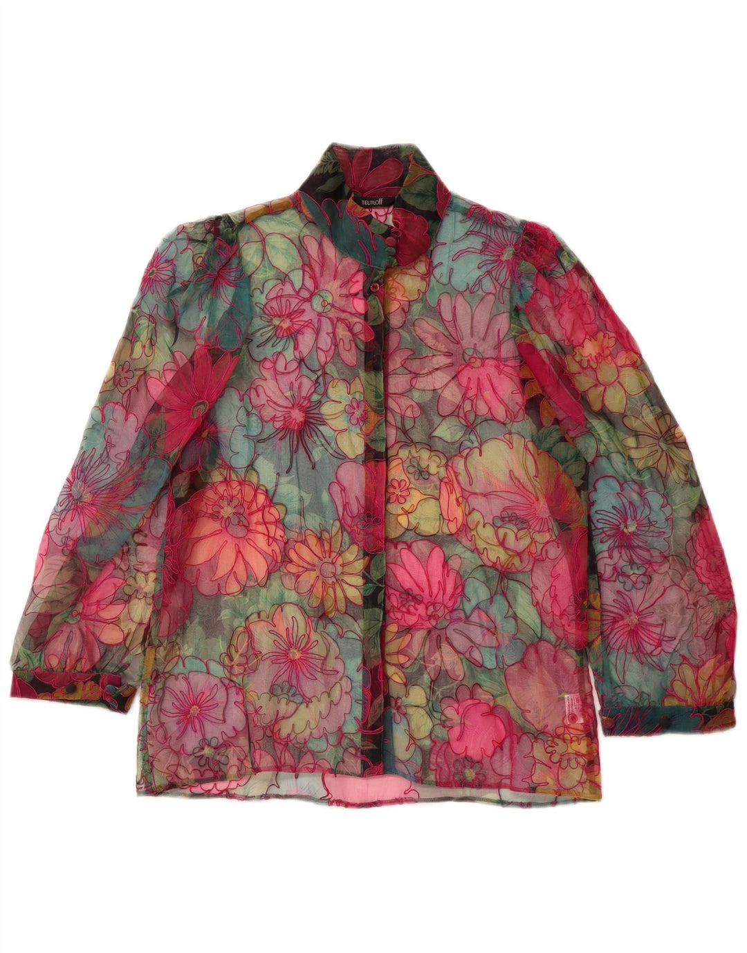 VINTAGE Womens 3/4 Sleeve Shirt Blouse EU 38 Medium Multicoloured Floral
