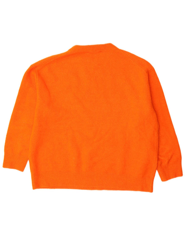Zara Womens Oversized Crew Neck Jumper Sweater UK 14 Medium Orange Acrylic