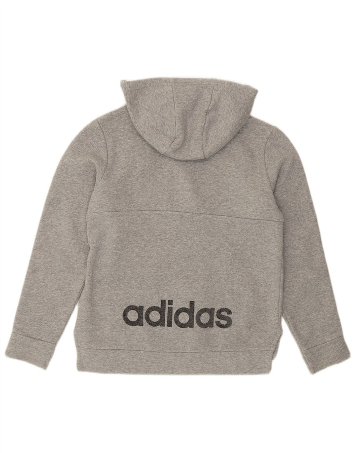 ADIDAS Boys Zip Neck Hoodie Jumper 12-13 Years Grey Colourblock