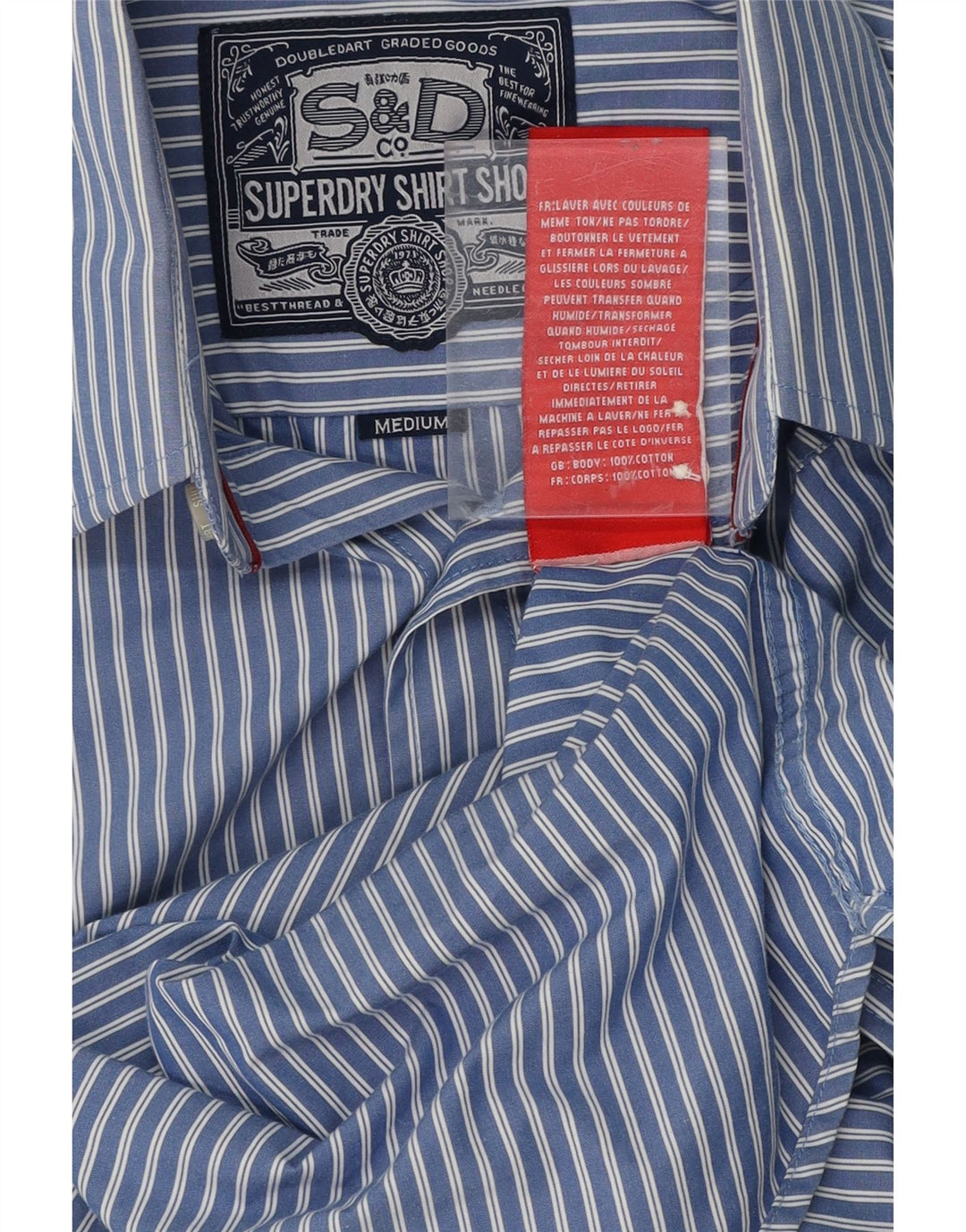SUPERDRY Mens Shirt Medium Blue Striped Cotton Vintage Superdry and Second-Hand Superdry from Messina Hembry 