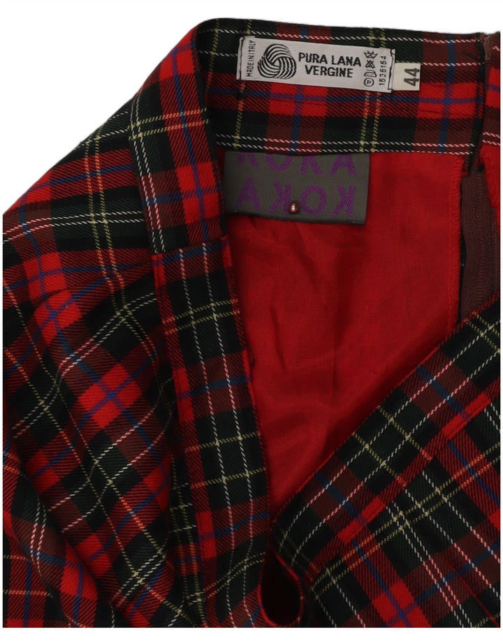 Vintage Womens Pencil Skirt IT 44 Medium W28  Red Check Virgin Wool