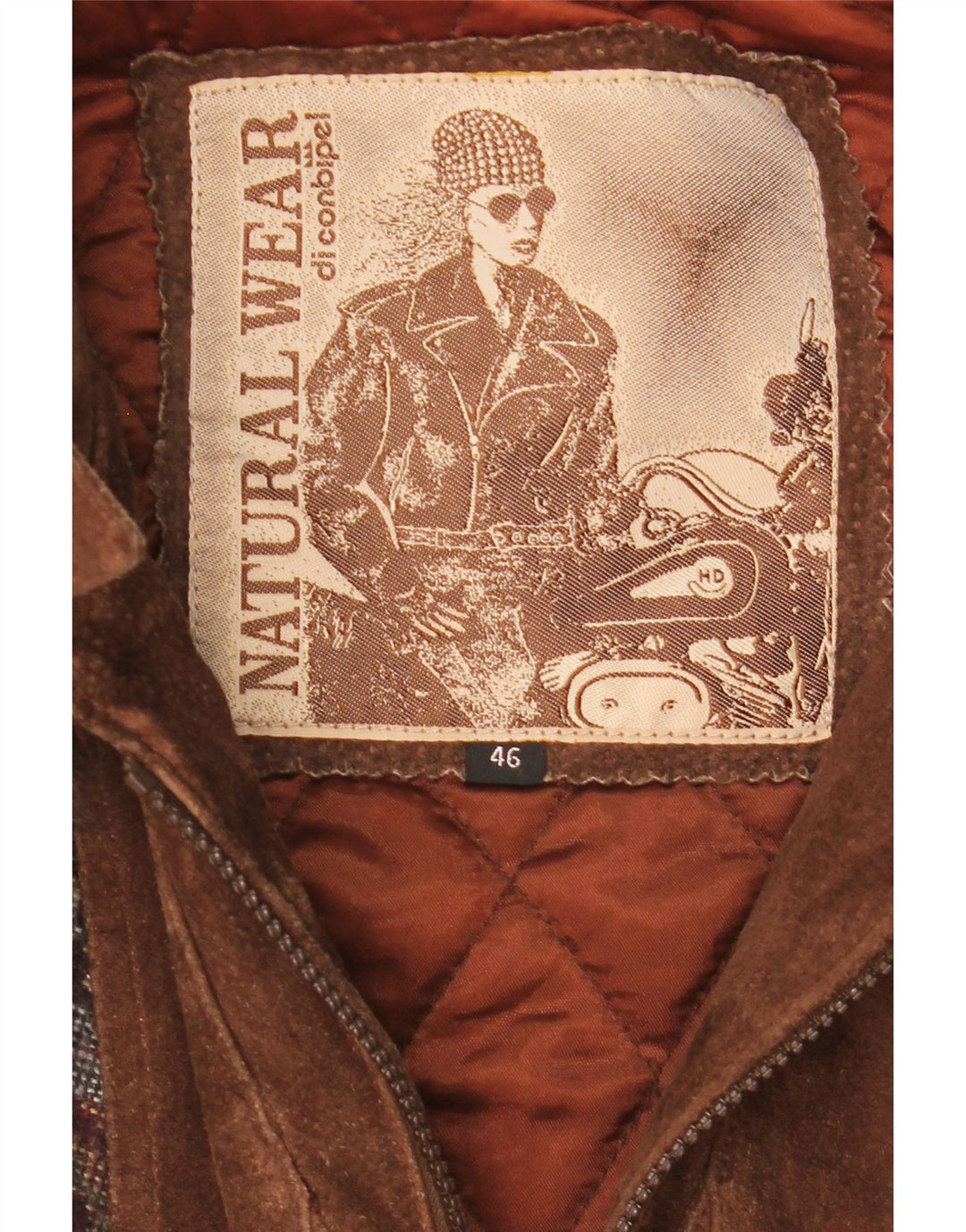 Conbipel Womens Oversized Suede Overcoat IT 46 Large Brown Paisley Leather