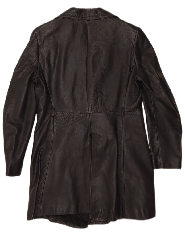 Vintage Womens Leather Coat UK 10 Small Black