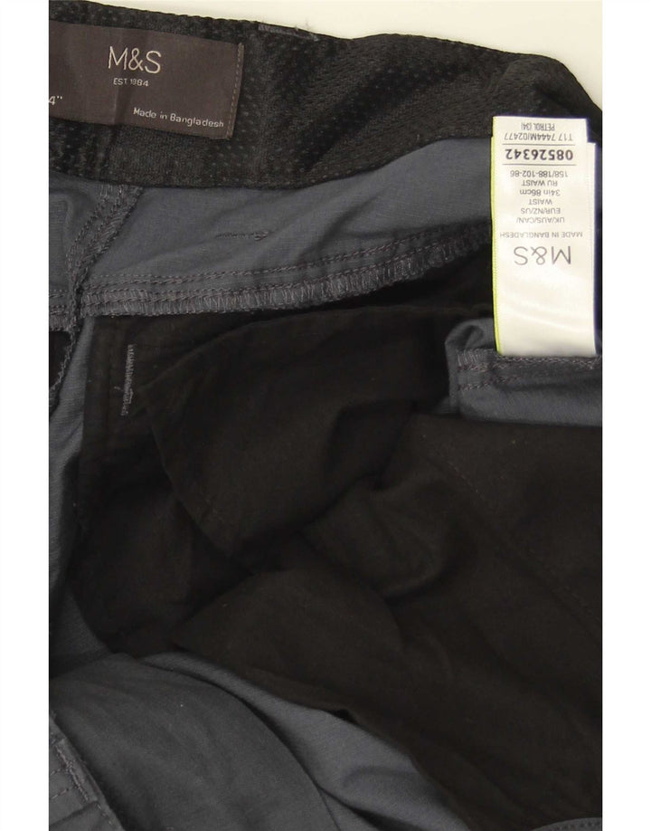 Marks & Spencer Mens Cargo Shorts W34 Large Grey Cotton