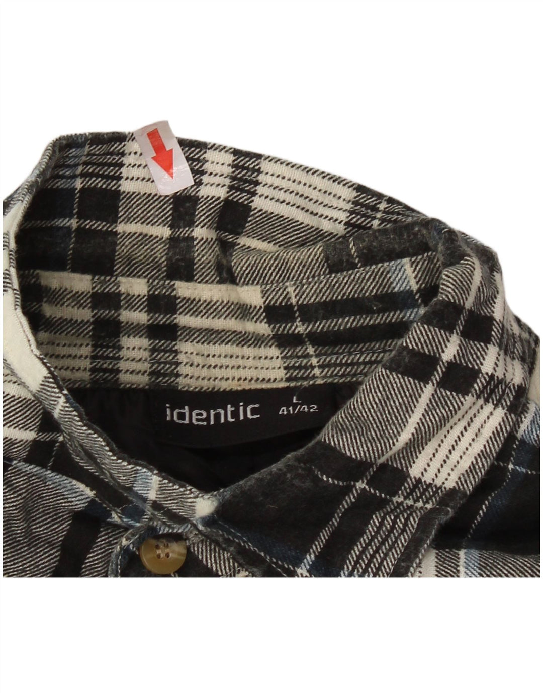 Identic Mens Lumberjack Flannel Shirt Size 41/42 Large Black Check Cotton