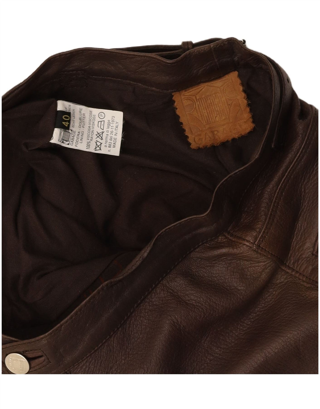 VINTAGE Womens Mini Leather Skirt IT 40 Small W26  Brown Leather