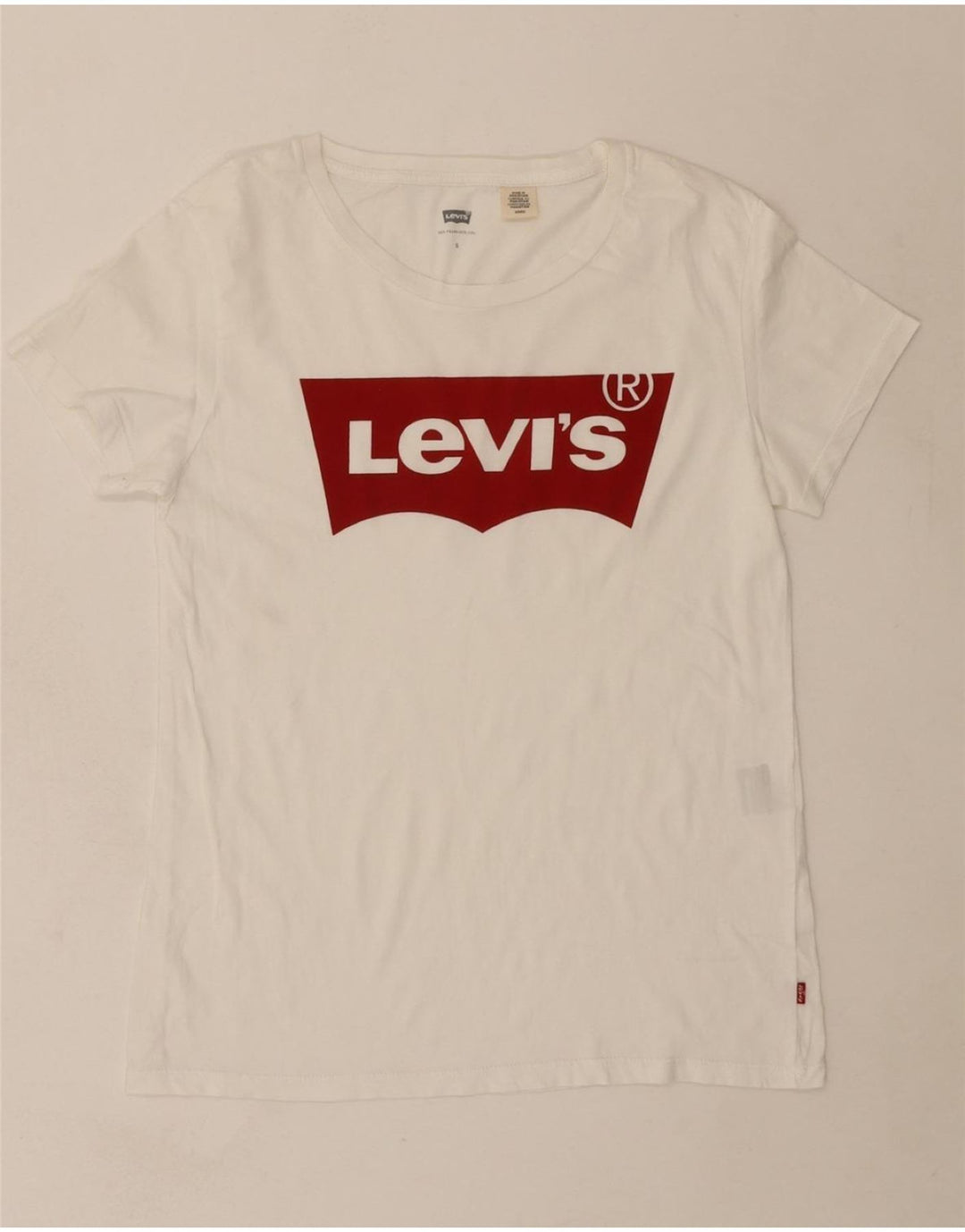 LEVI'S Womens Graphic T-Shirt Top UK 10 Small White Vintage Levi's and Second-Hand Levi's from Messina Hembry 
