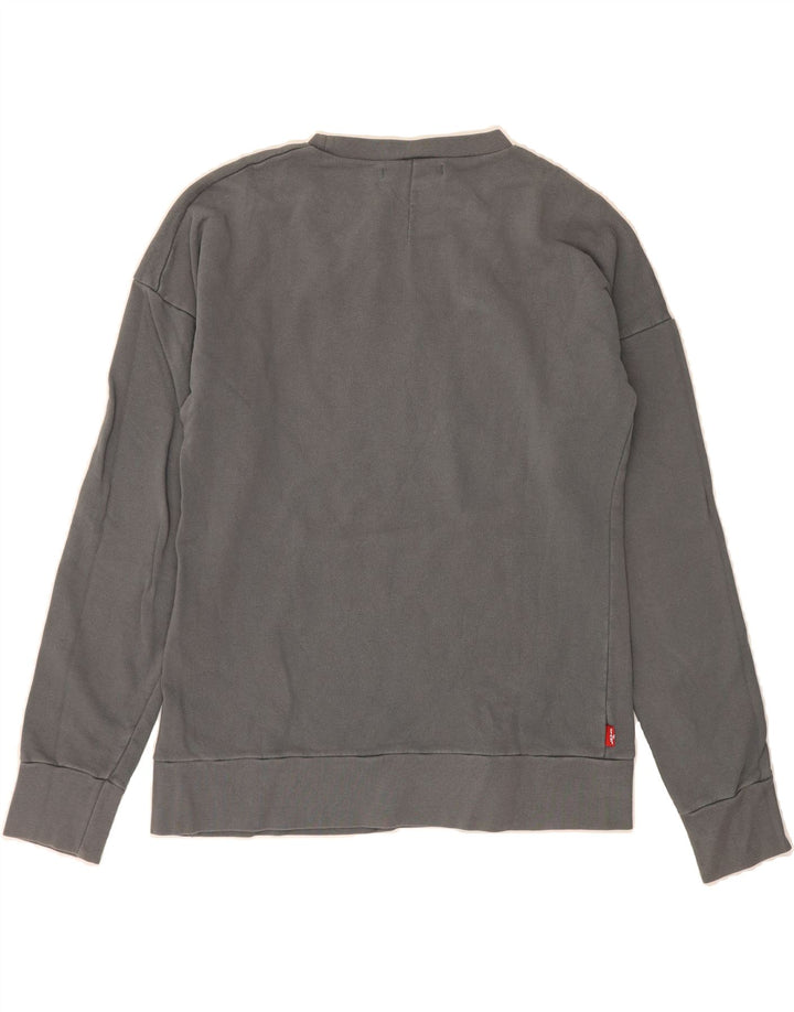 LEVI'S Womens Graphic Sweatshirt Jumper UK 12 Medium Grey Vintage Levi's and Second-Hand Levi's from Messina Hembry 