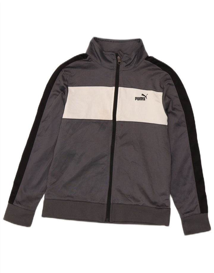 Puma Boys Tracksuit Top Jacket 10-11 Years Medium Grey Colourblock