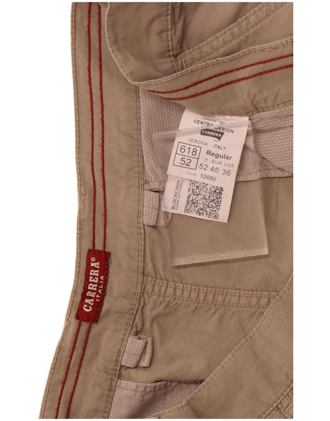 Carrera Mens 618 Cargo Shorts W36 Large Beige Cotton