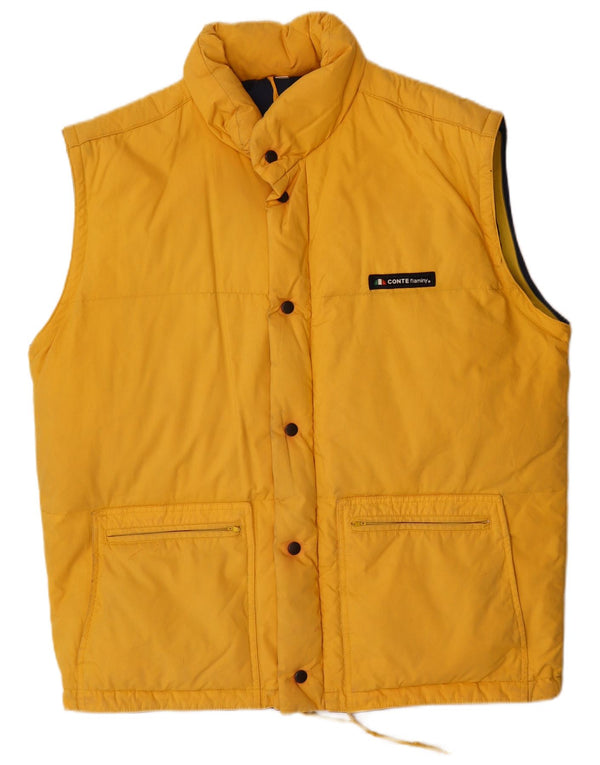 Vintage Mens Padded Gilet UK 40 Large Yellow Cotton