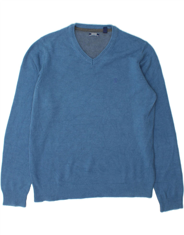 IZOD Mens V-Neck Jumper Sweater Large Blue Cotton Vintage Izod and Second-Hand Izod from Messina Hembry 