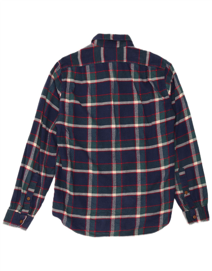 J. CREW Mens Slim Flannel Shirt Small Navy Blue Check Cotton