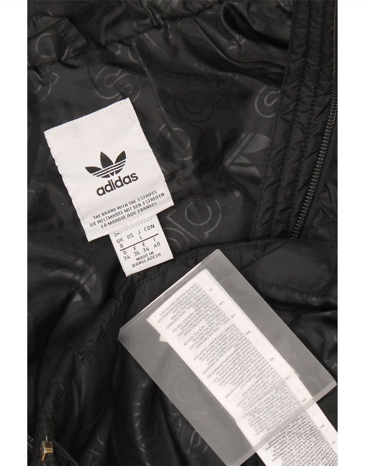 Adidas Womens Hooded Padded Jacket UK 8 Small Black Nylon