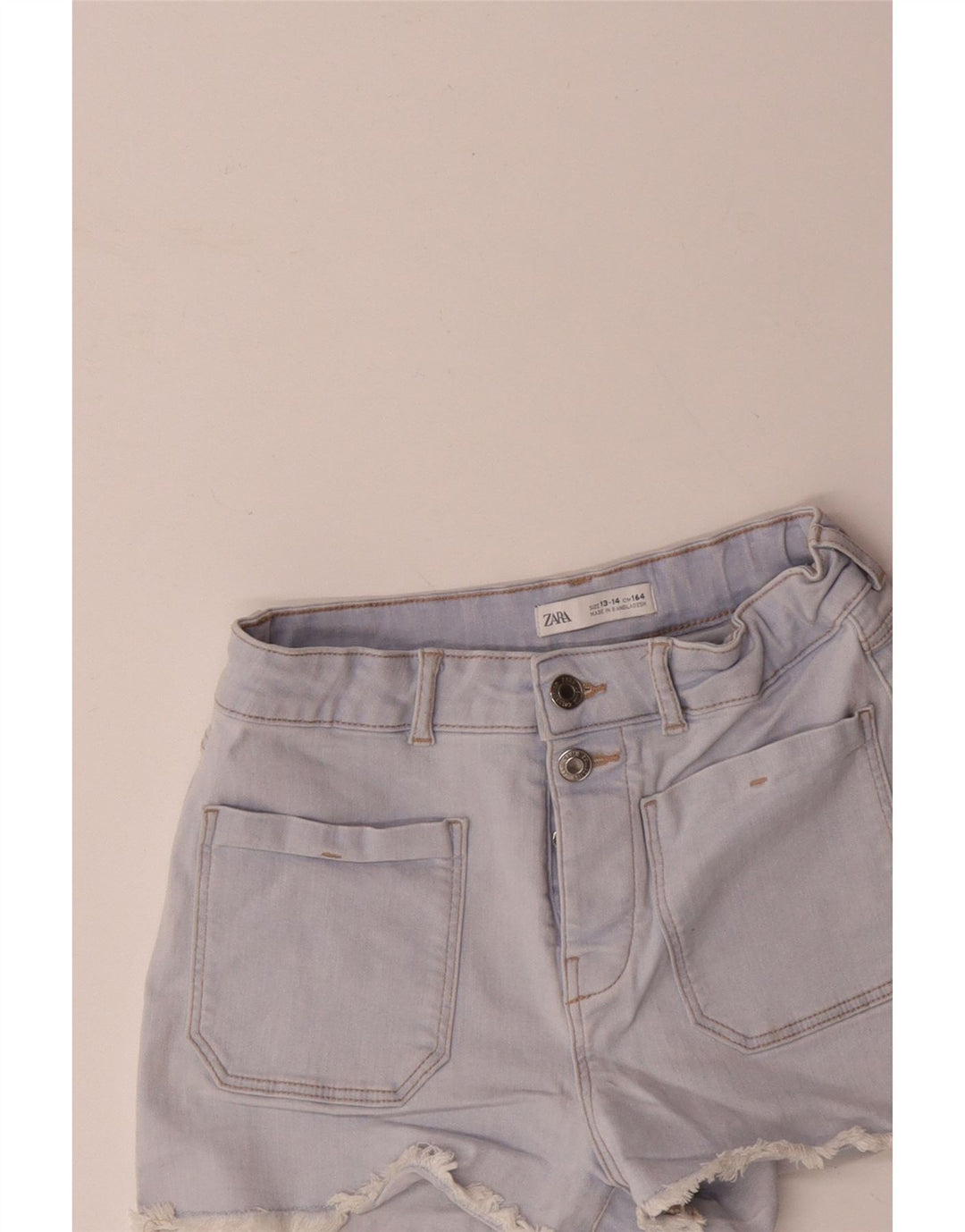ZARA Girls High Waist Denim Shorts 13-14 Years W26 Blue