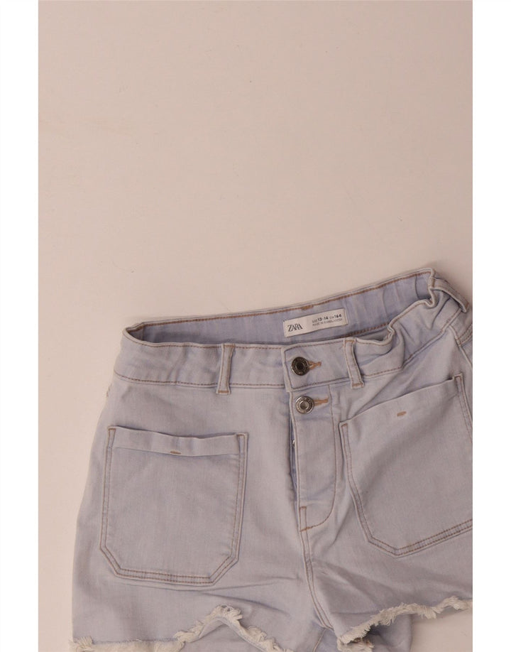 ZARA Girls High Waist Denim Shorts 13-14 Years W26 Blue