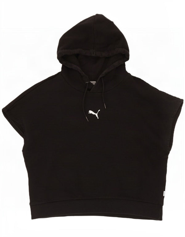 Puma Womens Crop Short Sleeve Hoodie Jumper UK 10 Small Black