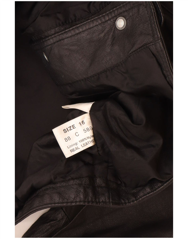 Vintage Womens Leather Jacket UK 16 Large Black Leather