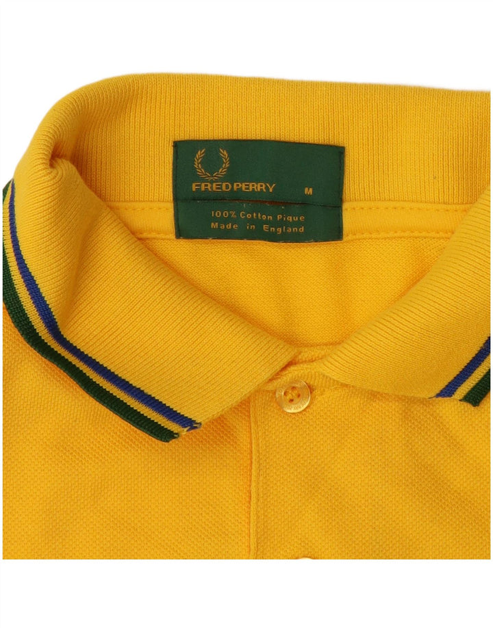 FRED PERRY Mens Polo Shirt Medium Yellow Cotton