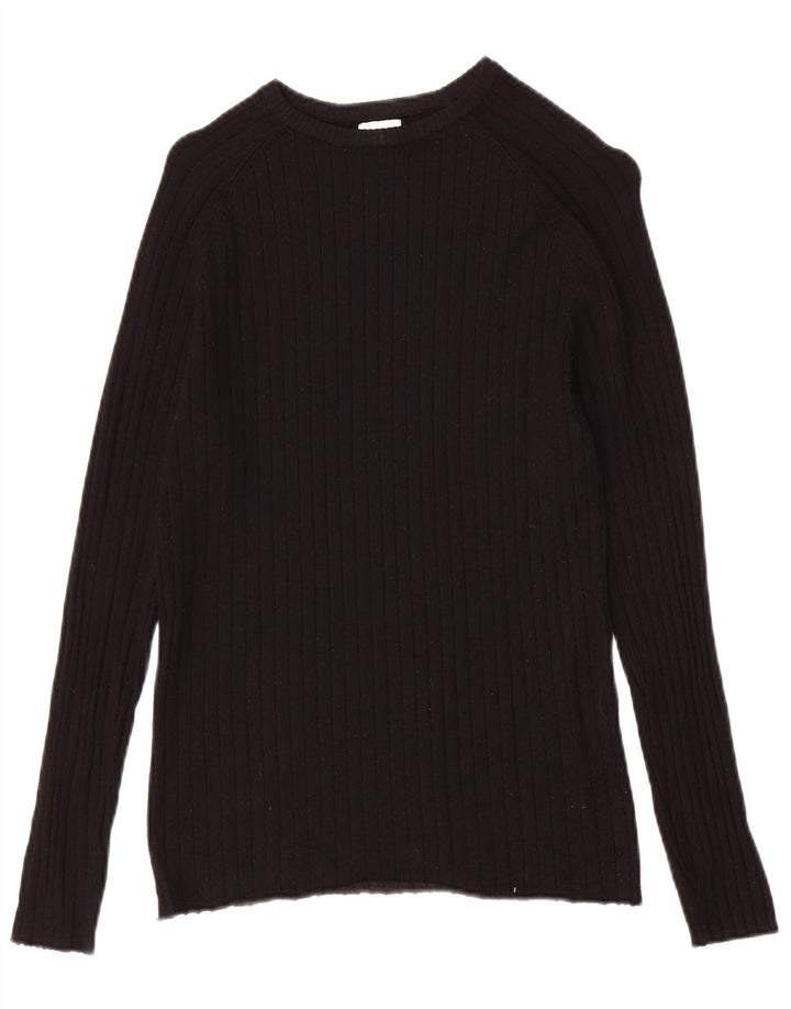 Zara Mens Boat Neck Jumper Sweater Small Black Viscose