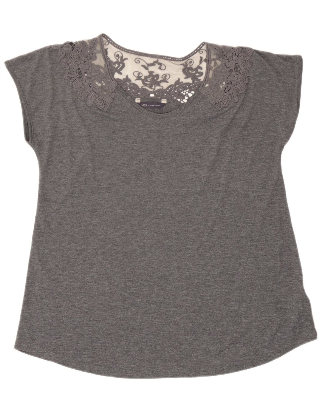 Marks & Spencer Womens Blouse Top UK 14 Large Grey Floral Polyester