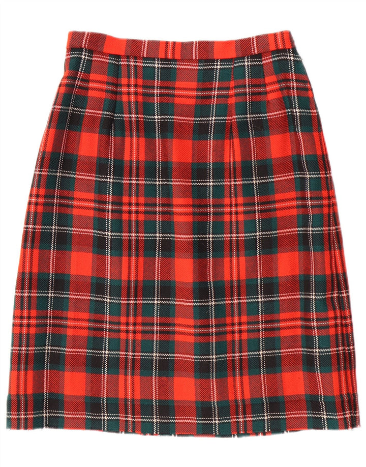 VINTAGE Womens 2 Piece Skirt Set EU 42 Large W28 L23 Red Check Wool