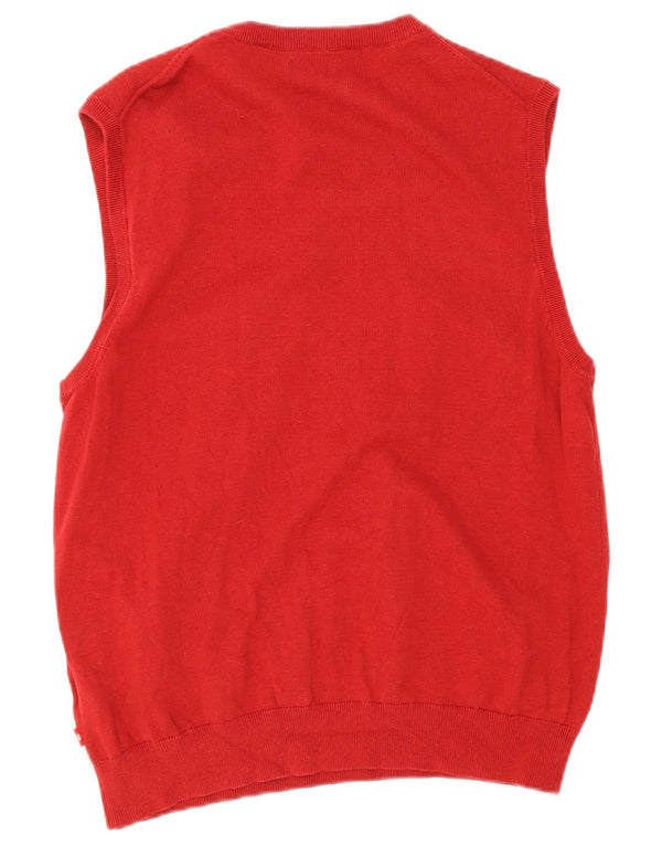 Izod Mens Vest Tank Top Large Red Cotton