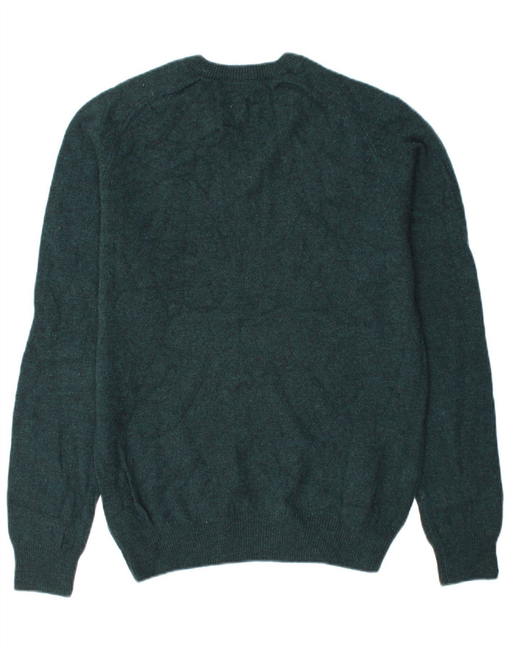 MARKS & SPENCER Mens V-Neck Jumper Sweater Medium Green Lambswool