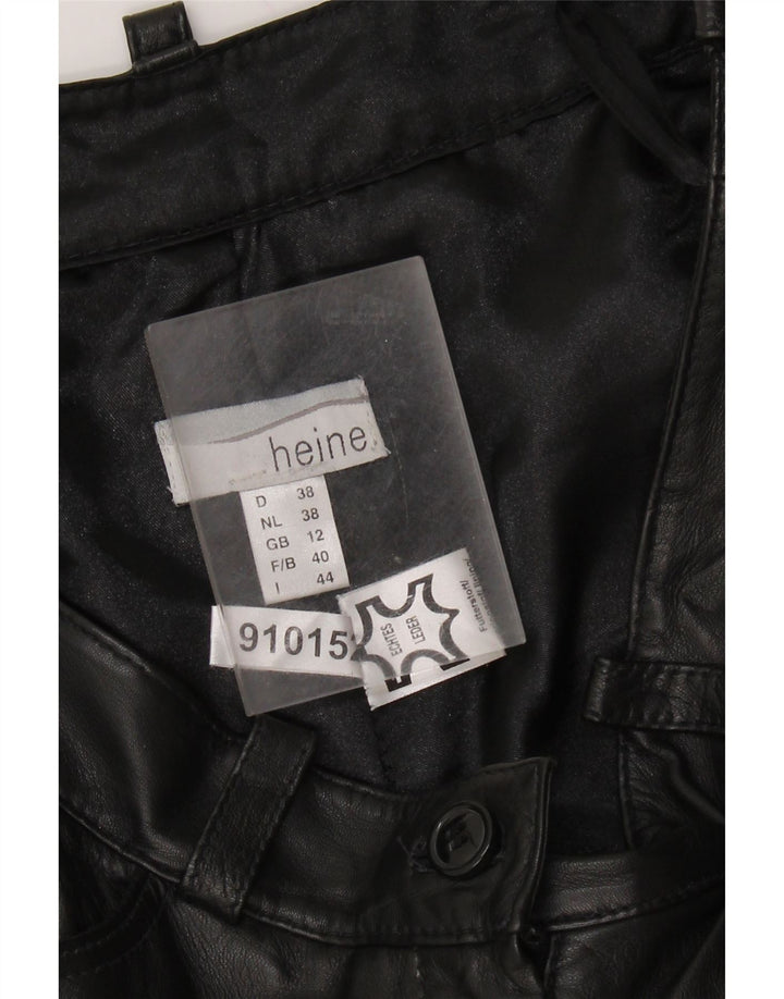 HEINE Womens Slim Leather Trousers UK 12 Medium W30 L31 Black Leather