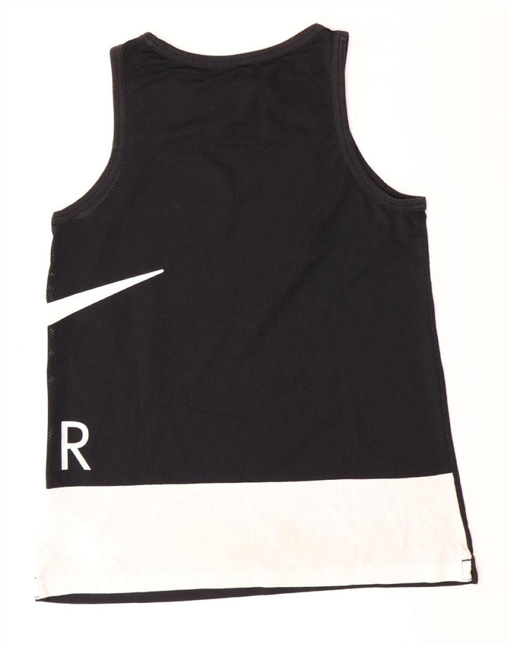 NIKE Boys Graphic Vest Top 13-14 Years XL Black Colourblock Cotton