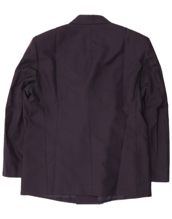 Vintage Mens Double Breasted Blazer Jacket IT 58 4XL Navy Blue Virgin Wool