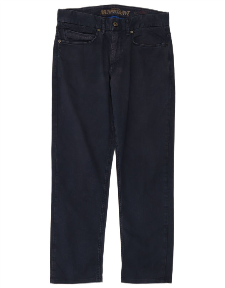 MURPHY & NYE Mens Straight Casual Trousers W30 L28 Navy Blue
