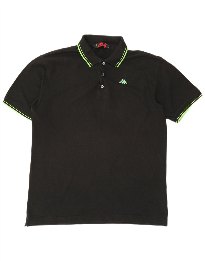 KAPPA Mens Polo Shirt Large Black Cotton