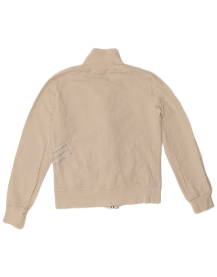 ADIDAS Womens Crop Tracksuit Top Jacket UK 10 Small White Cotton