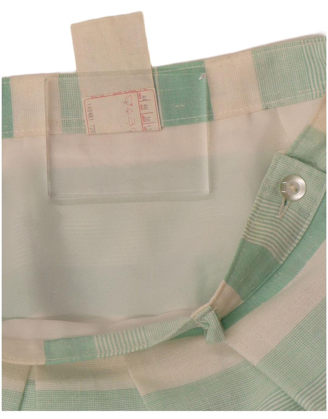 VINTAGE Womens Pleated Skirt UK 12 Medium W28  Green Striped Polyester