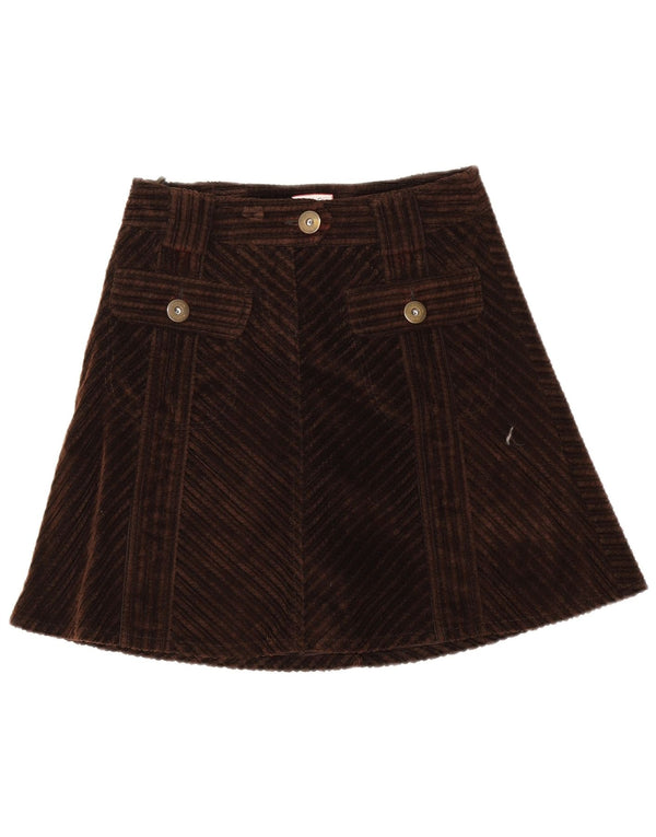 Max & Co. Womens Mini Skirt UK 6 XS W28 Brown Chevron Cotton