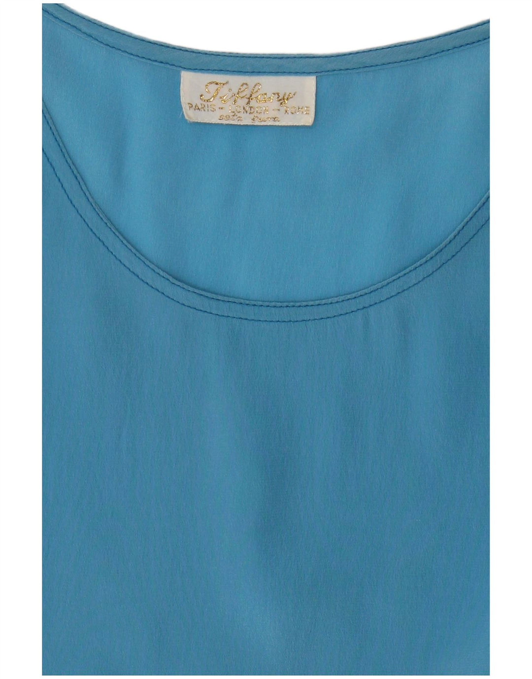 Tiffany Womens Sleeveless Blouse Top UK 14 Medium Blue Silk