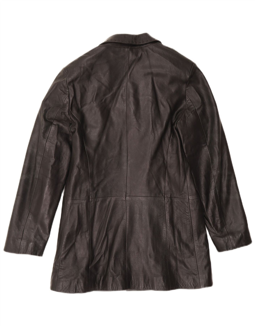 Mira Furs Womens Leather Coat IT 42 Medium Black Leather