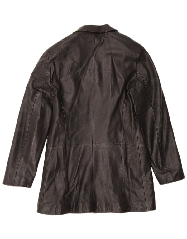 Mira Furs Womens Leather Coat IT 42 Medium Black Leather