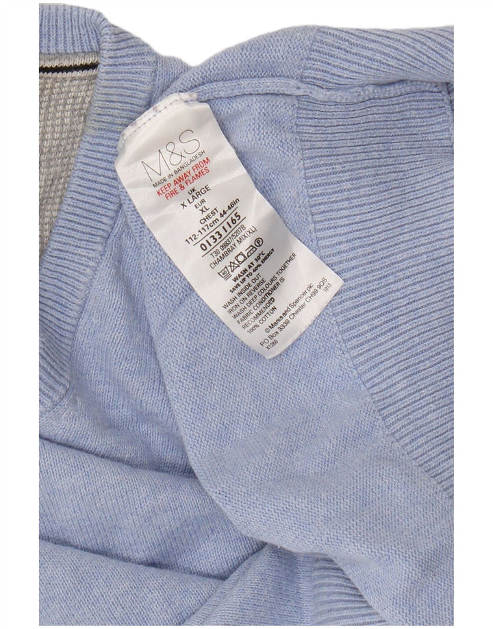 Marks & Spencer Mens Vest Tank Top XL Blue Cotton