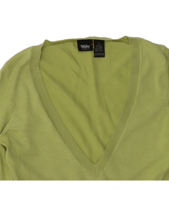MOSSIMO Womens V-Neck Jumper Sweater UK 10 Small Green Silk Vintage Mossimo and Second-Hand Mossimo from Messina Hembry 