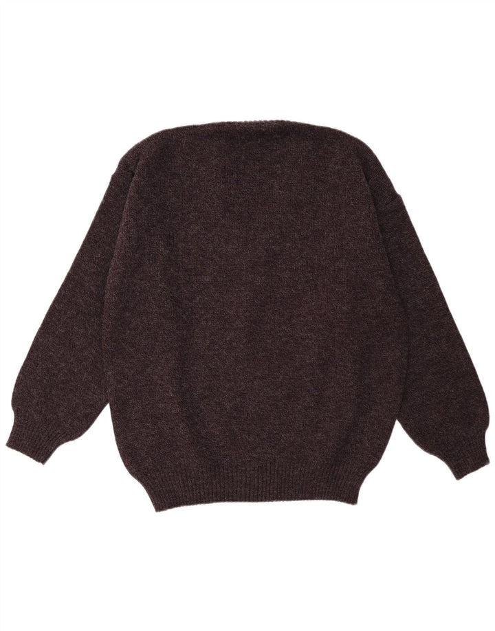 Vintage Mens V-Neck Jumper Sweater IT 52 Large Grey Geometric Acrylic