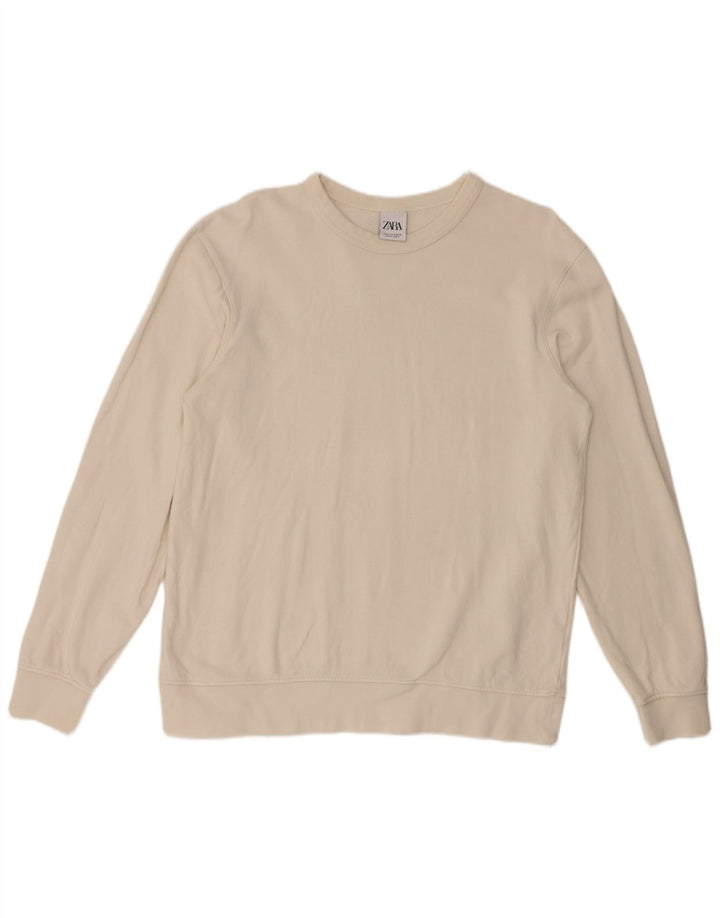 ZARA Mens Sweatshirt Jumper Medium White Cotton