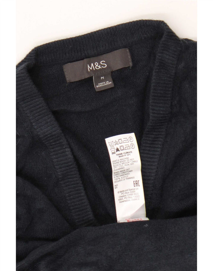 Marks & Spencer Mens V-Neck Jumper Sweater Medium Navy Blue Acrylic